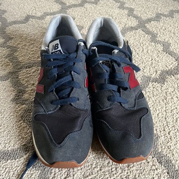 new balance 520 u520ej size 10 in GUC navy red grey suede walking sneaker - Picture 2 of 8